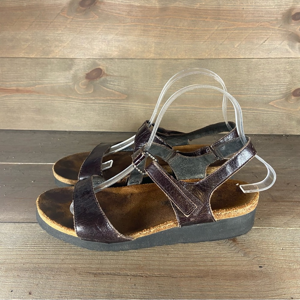 Naot Kayla Womens size 8 shoes brown leather wedge strappy sandals